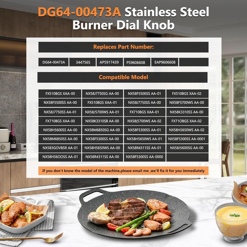 LONGADS DG64-00473A Burner Control Dial Knob Range Oven Replacement Compatible with Samsung Gas Stove Knob NX58H5600SS NX58F5700WS NX58H5650WS NX58J7750SS NX58M6850SS （5pcs）. - Image 4