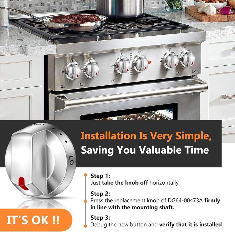 LONGADS DG64-00473A Burner Control Dial Knob Range Oven Replacement Compatible with Samsung Gas Stove Knob NX58H5600SS NX58F5700WS NX58H5650WS NX58J7750SS NX58M6850SS （5pcs）. - Image 3