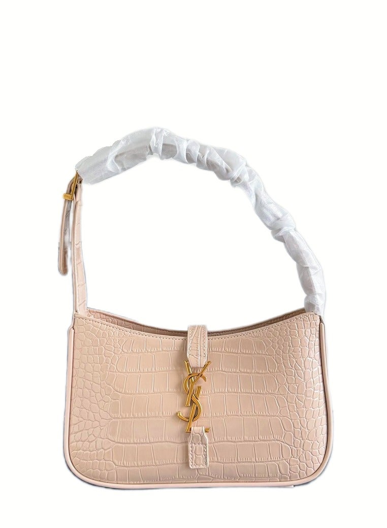 YSL Le 5 a 7 Hobo Croc-embossed leather Shoulder Bag