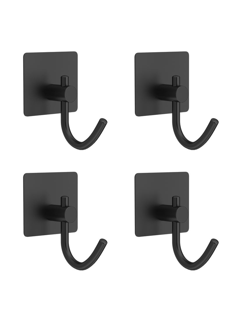 4-Piece Stainless Steel Coat And Robe Hook Black 4.5x4.5x5.5cm - Image 1