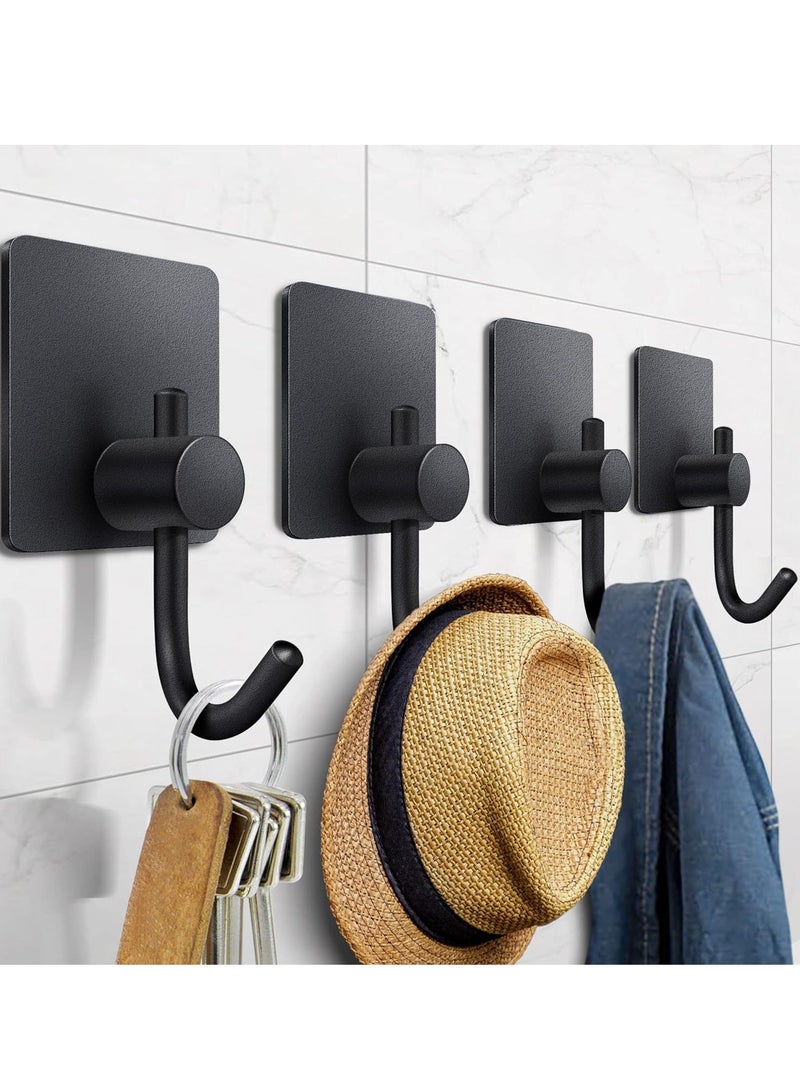 4-Piece Stainless Steel Coat And Robe Hook Black 4.5x4.5x5.5cm - Image 4