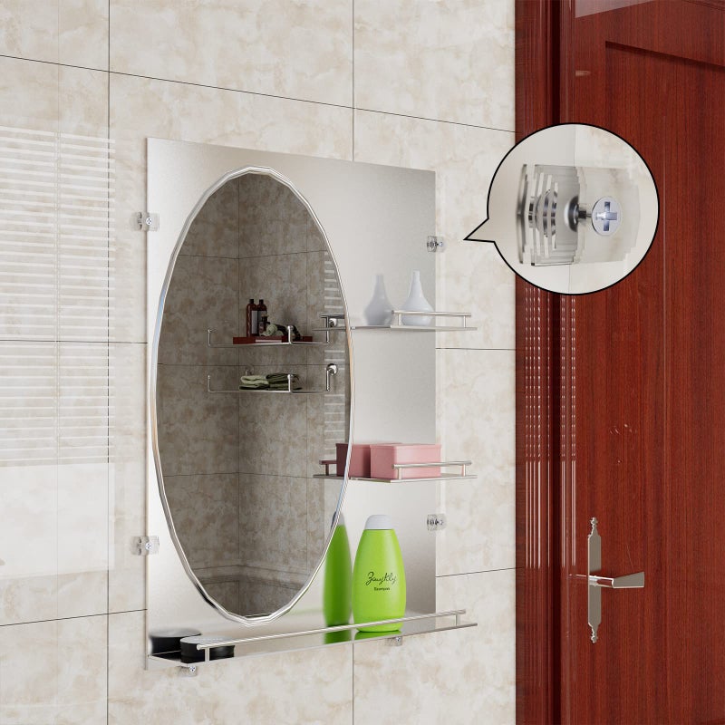 BAGTeck Mirror Holder Kit - 22 Crystal Clear Plastic Clips, Glass Retainer Clips, Hanging Kit with Screws and Fixed Mirror Box Door - Image 3