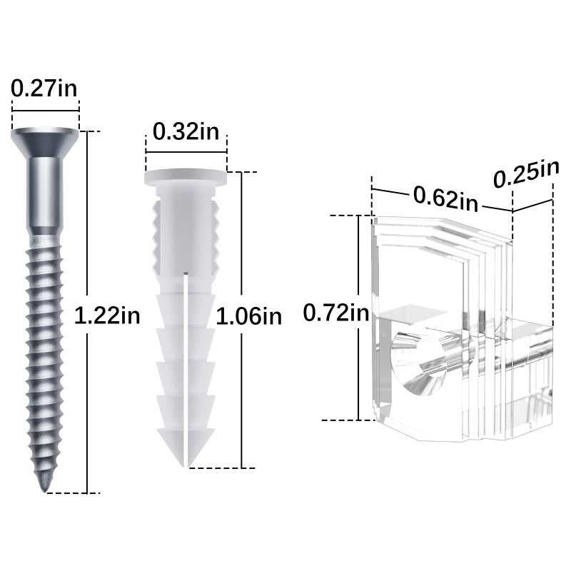 BAGTeck Mirror Holder Kit - 22 Crystal Clear Plastic Clips, Glass Retainer Clips, Hanging Kit with Screws and Fixed Mirror Box Door - Image 4