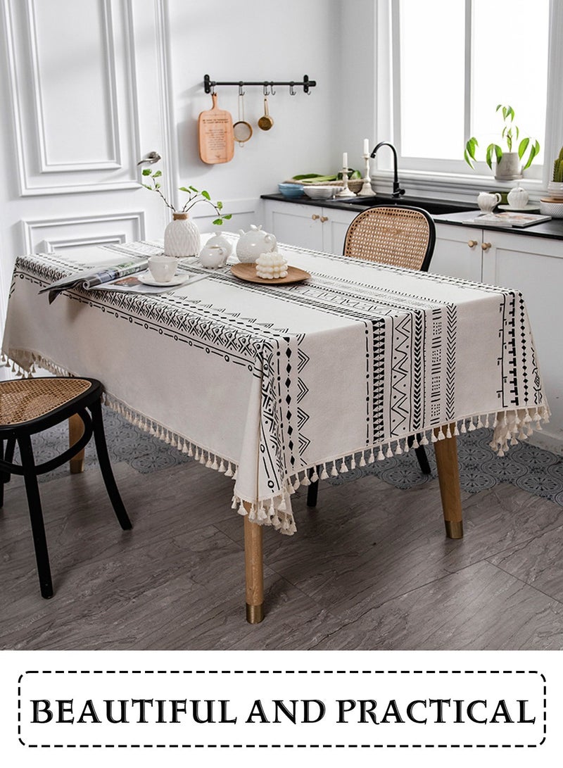 LEOKOR Waterproof TPU Film Tablecloth With Tassel,Oil-Proof Spill-Proof Rectangle Tablecloth,Wipeable Tablecloth Cover,140x200CM - Image 2