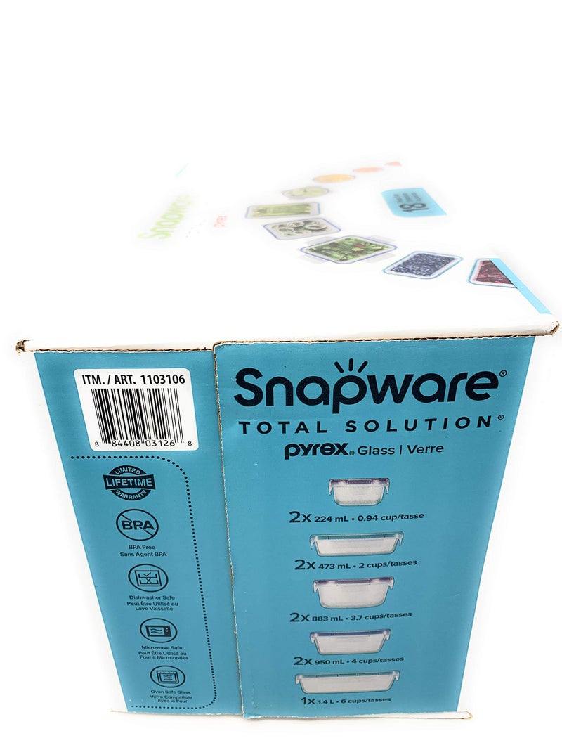 Snapware 18-piece Pyrex Glass Food Storage Set (Purple & Blue) - Image 3