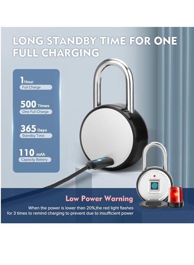 قفل بصمة الإصبع، قفل ذكي للباب بدون مفتاح USB قابل لإعادة الشحن، IP55 مقاوم للماء بتقنية البلوتوث، قفل بصمة الإصبع، بيومترية  - Image 4
