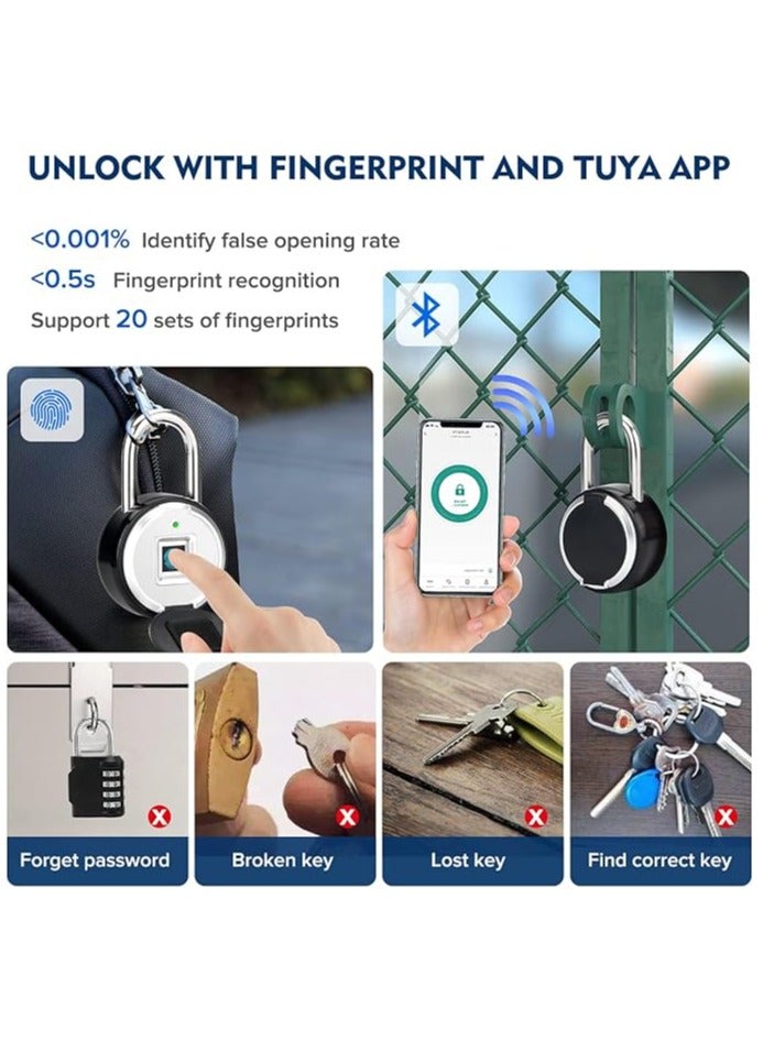 قفل بصمة الإصبع، قفل ذكي للباب بدون مفتاح USB قابل لإعادة الشحن، IP55 مقاوم للماء بتقنية البلوتوث، قفل بصمة الإصبع، بيومترية  - Image 5