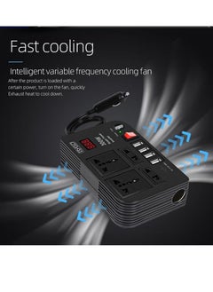 BYGD 300W Car Power Inverter DC 12V/24V to 220V AC with 4 USB Ports Fast Charging with 2 Universal Sockets with Multifunctional LED Display Photovoltaic Inverter  - Image 4