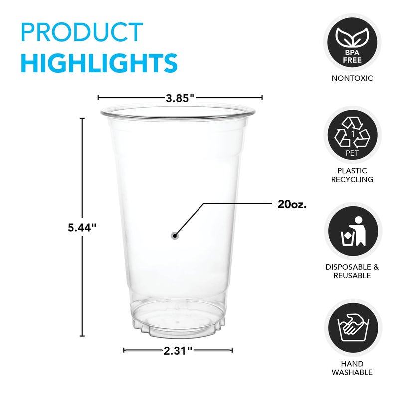 Party Essentials 20 Count Soft Plastic Plastic Party Cups  20-Ounce  Clear - Image 2