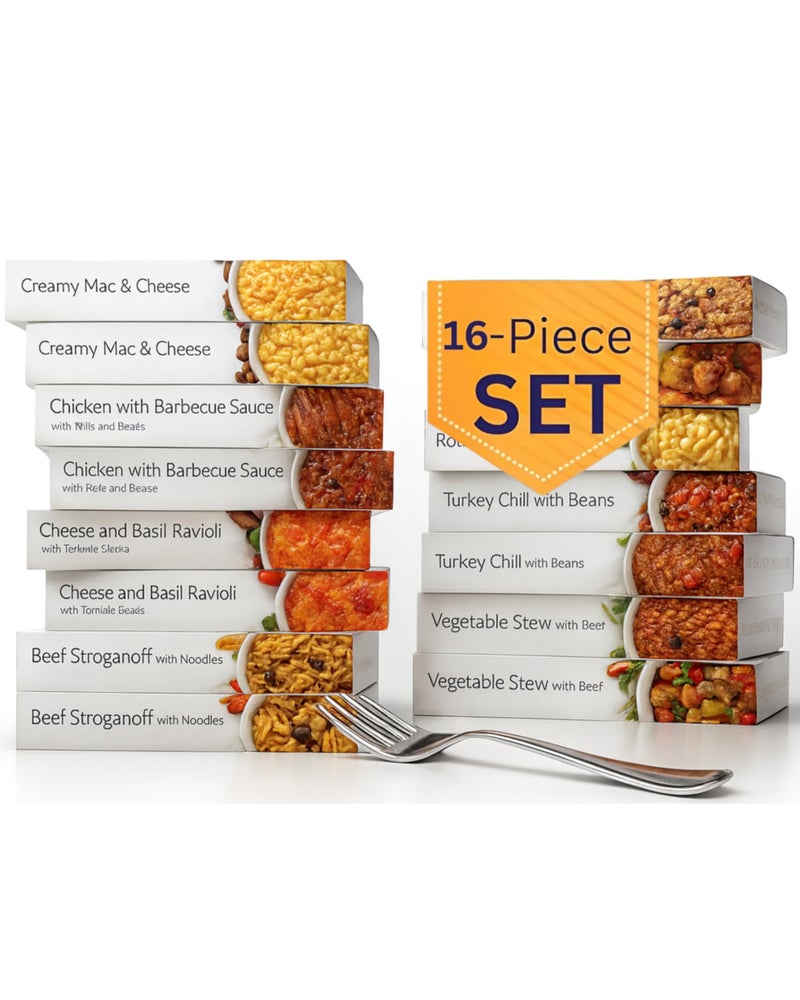 HMR Entrees Meals 16-Pack Variety | Low Calorie Premade Microwave Meals for Weight Loss | Ready to Eat Dinner | Includes Mac & Cheese, Beef Stroganoff, Turkey Chili, Chicken Alfredo & More - Image 1