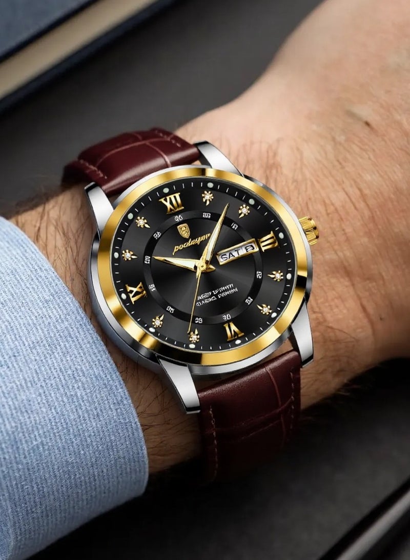 پوداجار ساعة الرجل ، مقاومة للماء مضيئة الرجال ساعة الكوارتز ، الرجال ساعات المعصم 41mm - Image 3