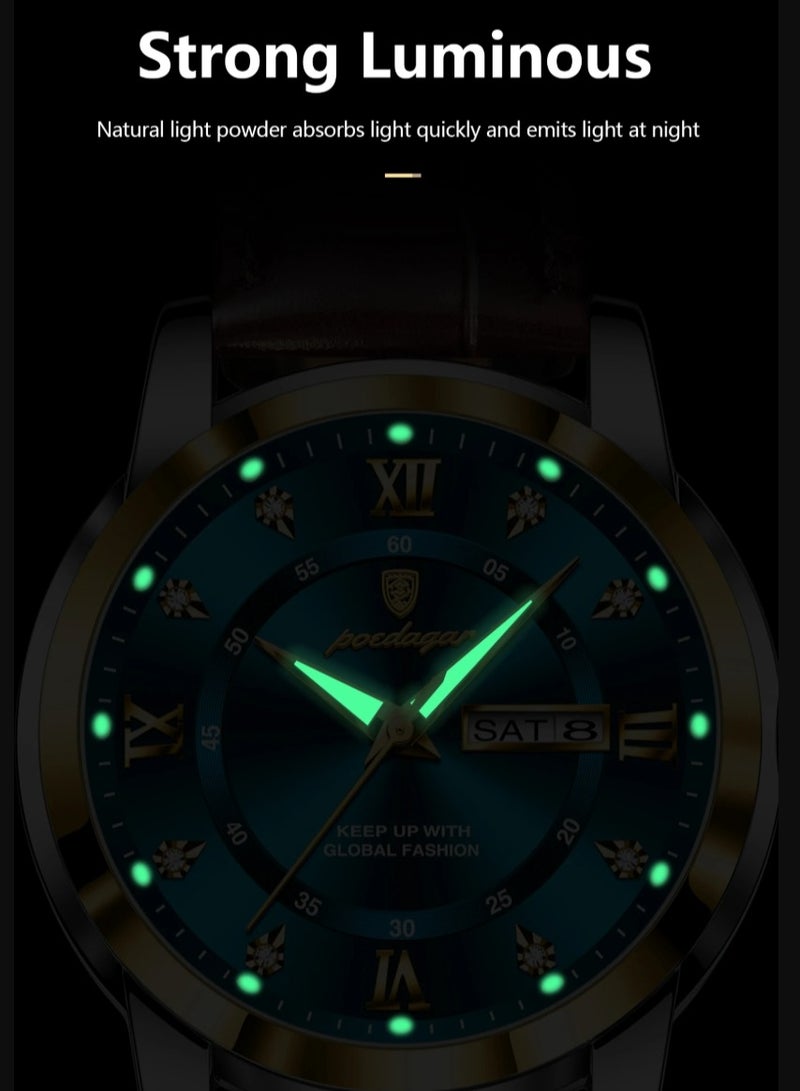 پوداجار ساعة الرجل ، مقاومة للماء مضيئة الرجال ساعة الكوارتز ، الرجال ساعات المعصم 41mm - Image 4