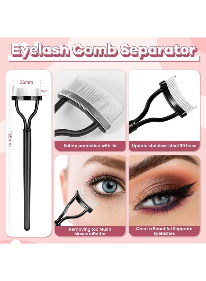 start makers Eyebrow Brush Eyelash Comb Start Makers 6Pcs Folding Eyelash Comb Separator Mascara Brush Eyelash Curler Eye Makeup Brushes Professional Grooming Makeup Sets - Image 2