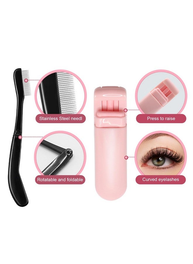 start makers Eyebrow Brush Eyelash Comb Start Makers 6Pcs Folding Eyelash Comb Separator Mascara Brush Eyelash Curler Eye Makeup Brushes Professional Grooming Makeup Sets - Image 5