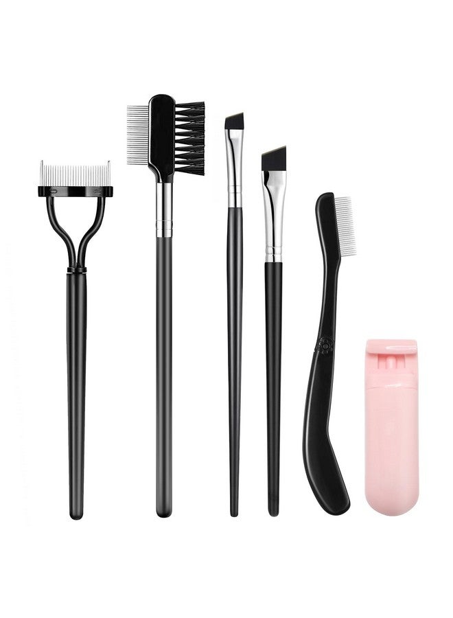 start makers Eyebrow Brush Eyelash Comb Start Makers 6Pcs Folding Eyelash Comb Separator Mascara Brush Eyelash Curler Eye Makeup Brushes Professional Grooming Makeup Sets - Image 1