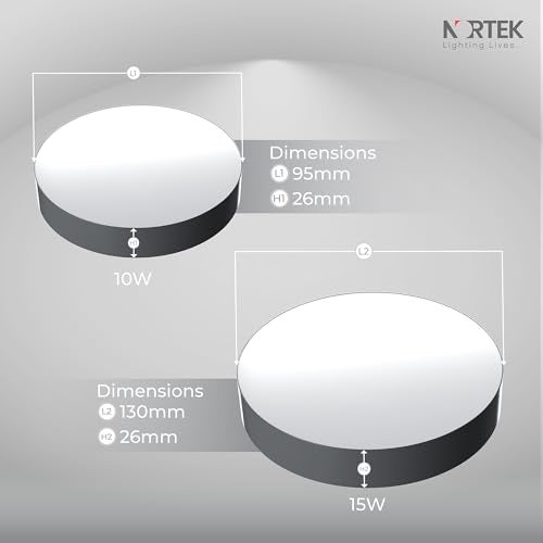 Nortek KRSNA 15W LED Surface Panel Light | Bright Panel Lights for Ceiling, Bedroom, Hall, Balcony | Cool White | Decorative Round Wall Panel | Fall Ceiling Light for Home & Office | Pack of 1 - Image 4