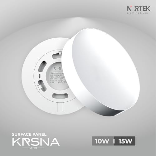 Nortek KRSNA 15W LED Surface Panel Light | Bright Panel Lights for Ceiling, Bedroom, Hall, Balcony | Cool White | Decorative Round Wall Panel | Fall Ceiling Light for Home & Office | Pack of 1 - Image 2
