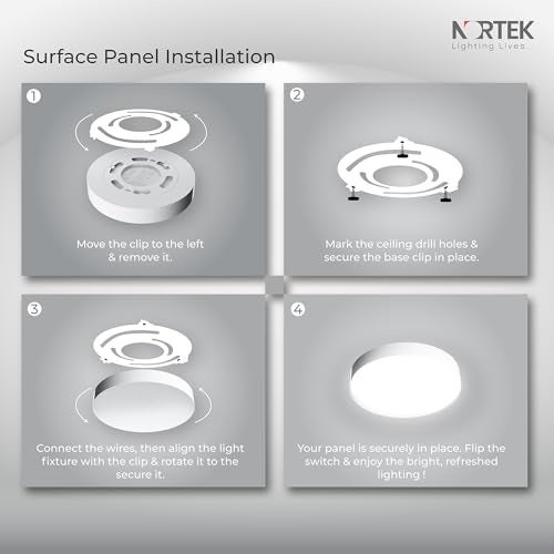 Nortek KRSNA 15W LED Surface Panel Light | Bright Panel Lights for Ceiling, Bedroom, Hall, Balcony | Cool White | Decorative Round Wall Panel | Fall Ceiling Light for Home & Office | Pack of 1 - Image 5