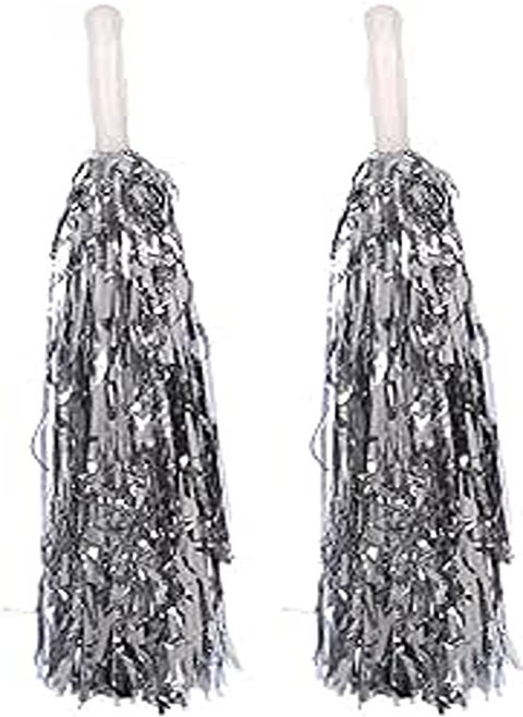 Cheering Pom Poms, Set of 2 - Silver