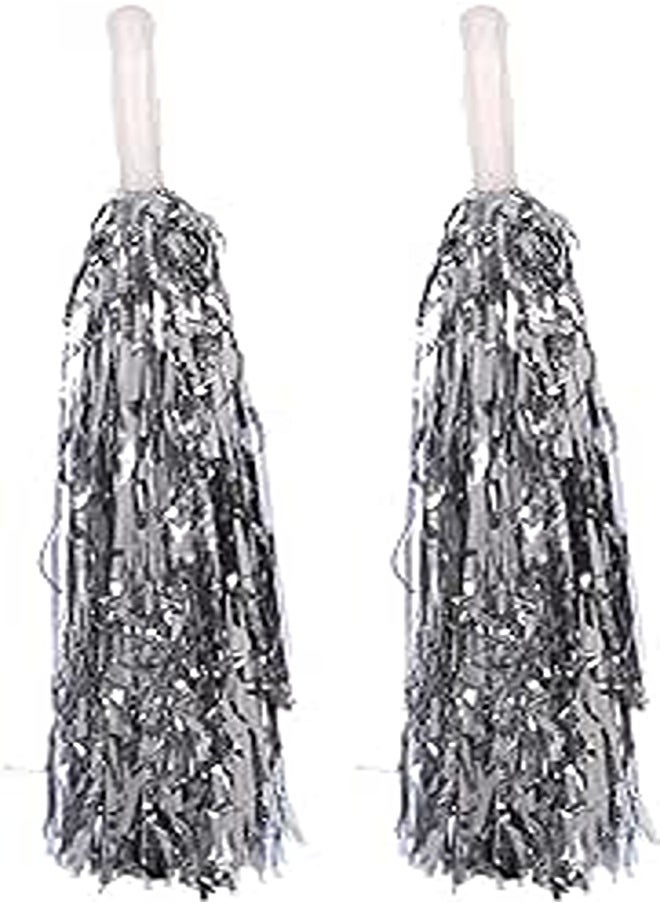 Cheering Pom Poms, Set of 2 - Silver