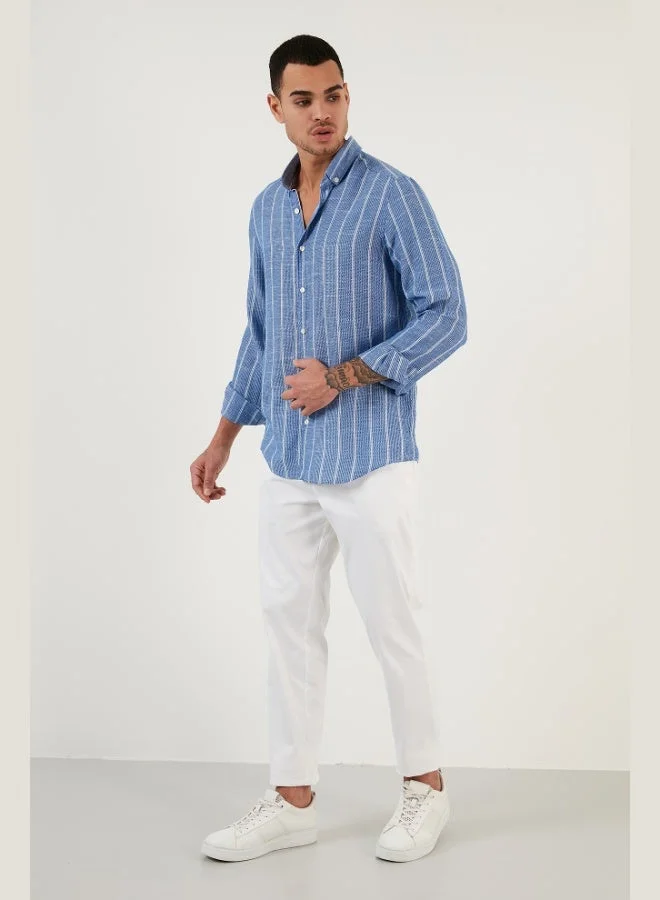 Buratti  Buratti Cotton Striped Regular Fit Button-down Collar Shirt Men's SHIRT CF21S112480 for Men | Best Price UAE