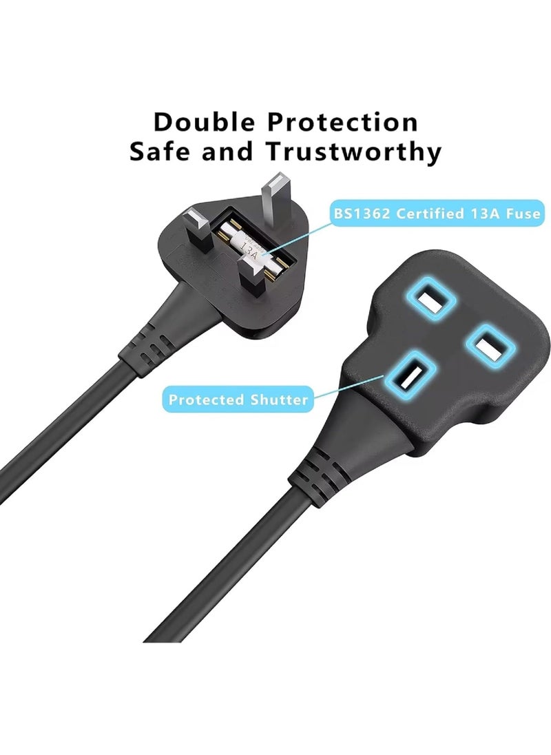 Rock Pow 1 Way Extension Cord 3m Long &Thick Electric Cable Industrial Black Power Strip for Lengthen Power to Outdoor Garden/Indoor Utility Room/Workshop 13A 3250W 3m  - Image 3