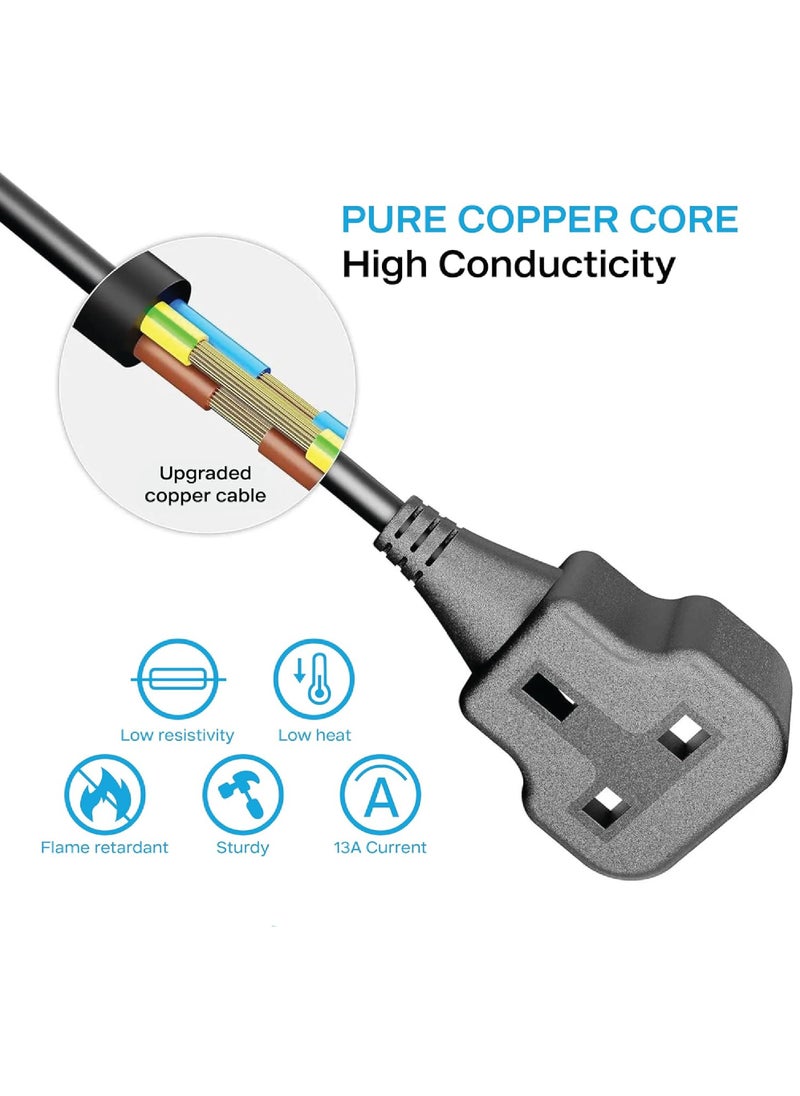 Rock Pow 1 Way Extension Cord 3m Long &Thick Electric Cable Industrial Black Power Strip for Lengthen Power to Outdoor Garden/Indoor Utility Room/Workshop 13A 3250W 3m  - Image 4
