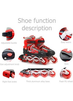 EASY FUTURE Inline Skates Adjustable Size Roller Skates with Flashing Wheels for Outdoor Indoor Children Skate Shoes for Boys and Girls Red Colour  - Image 2