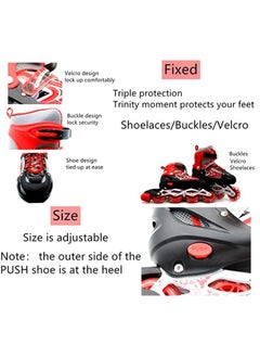 EASY FUTURE Inline Skates Adjustable Size Roller Skates with Flashing Wheels for Outdoor Indoor Children Skate Shoes for Boys and Girls Red Colour  - Image 3