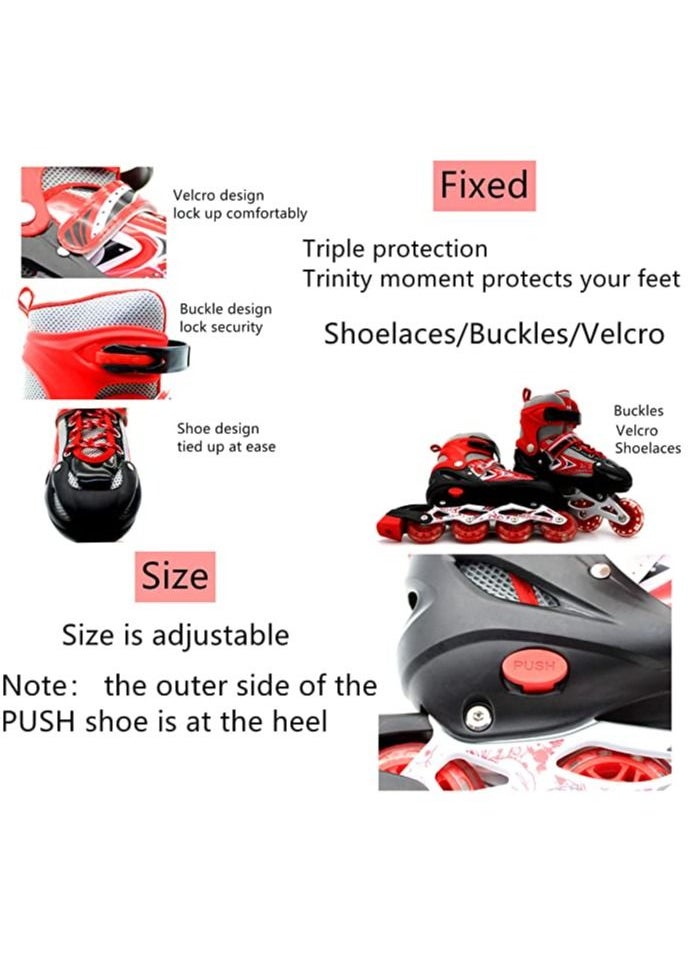 EASY FUTURE Inline Skates Adjustable Size Roller Skates with Flashing Wheels for Outdoor Indoor Children Skate Shoes for Boys and Girls Red Colour  - Image 3