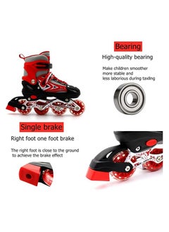 EASY FUTURE Inline Skates Adjustable Size Roller Skates with Flashing Wheels for Outdoor Indoor Children Skate Shoes for Boys and Girls Red Colour  - Image 4