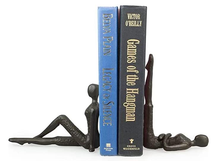 Ambipolar Yoga-Style Black Decorative Bookends, Cast Iron Book Stand to Hold Books Heavy Duty, Book Stoppers for Home Decor, Office Desk, Living Room Decor - Image 4