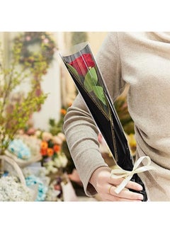 Apustim 50Pcs Single Rose Flower Set Plus A Plate Of 22m Ribbon Set，Flower Packaging Bag，Single Flower Packaging Bag，Suitable For Wedding，Birthday，Florist Supplies Mother's Day （Black）  - Image 4