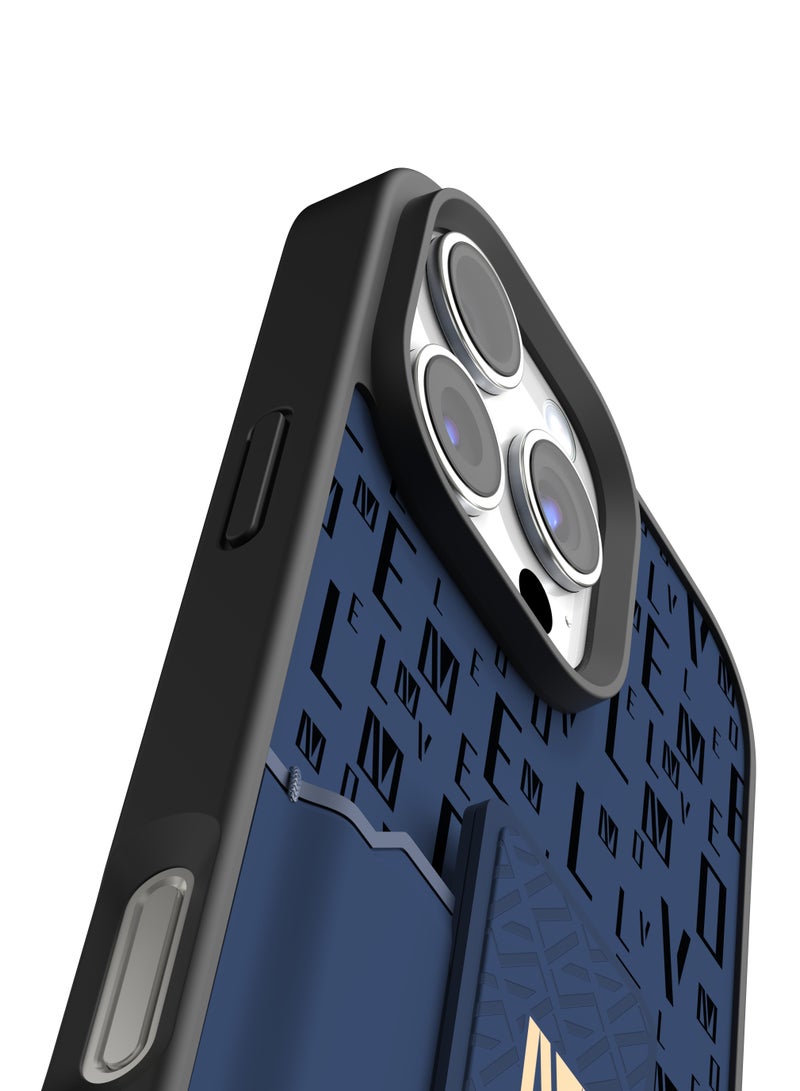 LEVELO iPhone 16 Pro Max Morphix Case With Built-in Grip and Card Holder / Impact Resistant Back Cover / Raised Camera Edge / Slim Cover - Blue  - Image 4