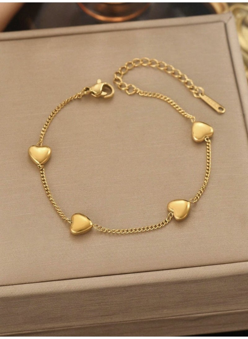 ڤيا خلخال أنيق من الفولاذ المقاوم للصدأ مطلي بذهب 18K، بتصميم راقٍ مزدوج الطبقات يضفي لمسة فاخرة وعصرية على القدم. - Image 3