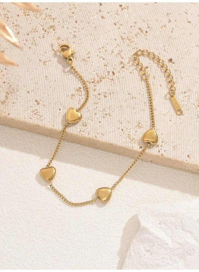 ڤيا خلخال أنيق من الفولاذ المقاوم للصدأ مطلي بذهب 18K، بتصميم راقٍ مزدوج الطبقات يضفي لمسة فاخرة وعصرية على القدم. - Image 1