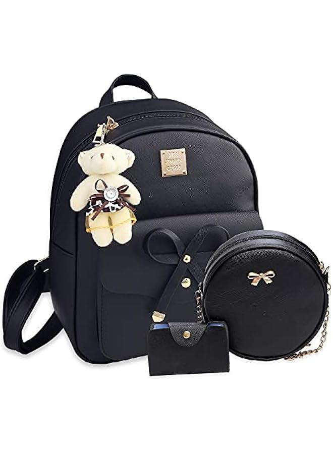 Arabest Mini Backpack for Women Bowknot Leather Backpack 3-PCS Cute Small Backpack Purse for Ladies  - Image 1