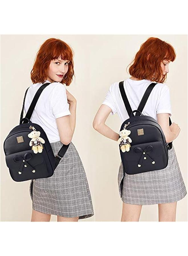 Arabest Mini Backpack for Women Bowknot Leather Backpack 3-PCS Cute Small Backpack Purse for Ladies  - Image 2