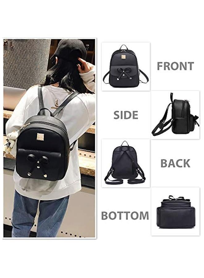 Arabest Mini Backpack for Women Bowknot Leather Backpack 3-PCS Cute Small Backpack Purse for Ladies  - Image 3