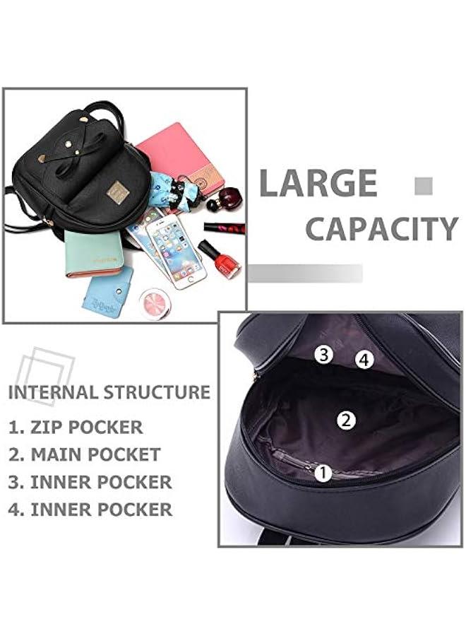 Arabest Mini Backpack for Women Bowknot Leather Backpack 3-PCS Cute Small Backpack Purse for Ladies  - Image 4