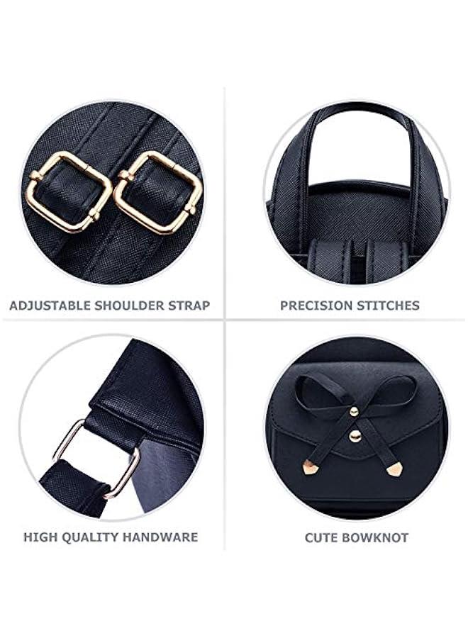 Arabest Mini Backpack for Women Bowknot Leather Backpack 3-PCS Cute Small Backpack Purse for Ladies  - Image 5