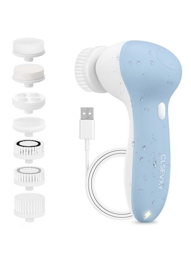 CLSEVXY Rechargeable Facial Cleansing Spin Brush Set with 7 Exfoliating Brush Heads - Complete Face Spa System by CLSEVXY - Advanced Microdermabrasion for Gentle Exfoliation and Deep Scrubbing  - Image 1