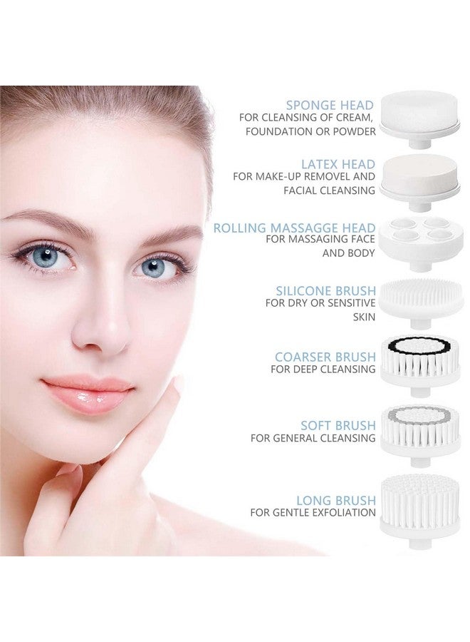 CLSEVXY Rechargeable Facial Cleansing Spin Brush Set with 7 Exfoliating Brush Heads - Complete Face Spa System by CLSEVXY - Advanced Microdermabrasion for Gentle Exfoliation and Deep Scrubbing  - Image 2