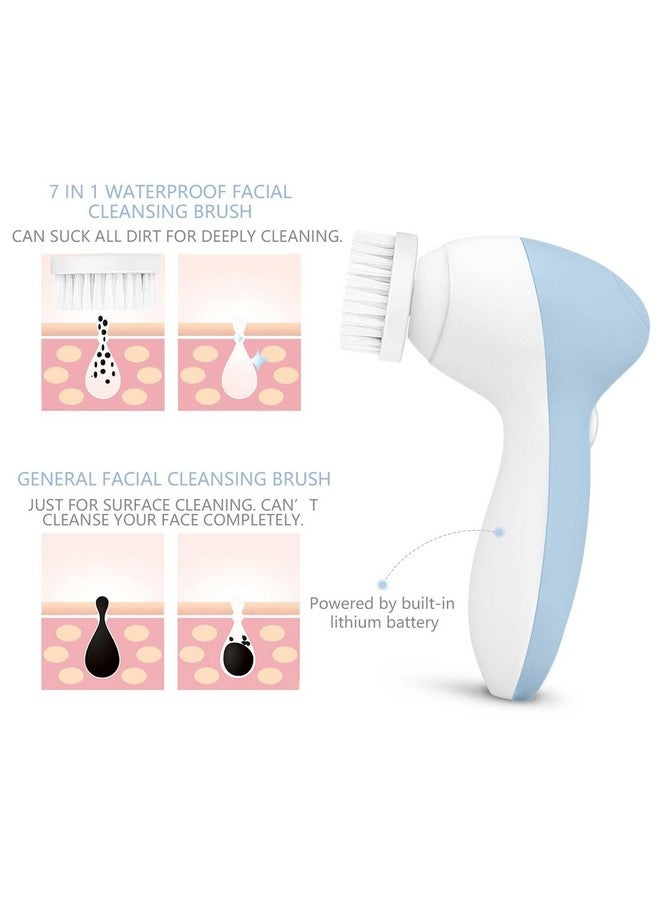 CLSEVXY Rechargeable Facial Cleansing Spin Brush Set with 7 Exfoliating Brush Heads - Complete Face Spa System by CLSEVXY - Advanced Microdermabrasion for Gentle Exfoliation and Deep Scrubbing  - Image 5