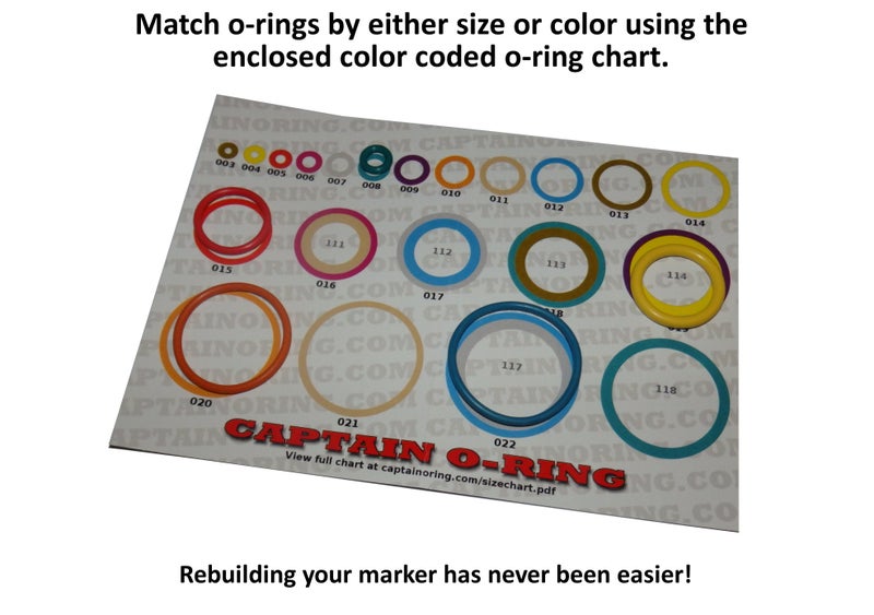 Captain O-Ring Tippmann 98, A5, X7, FT-12, Gryphon, Triumph, US Army - Color Coded 3X Oring Rebuild Kit - Image 3