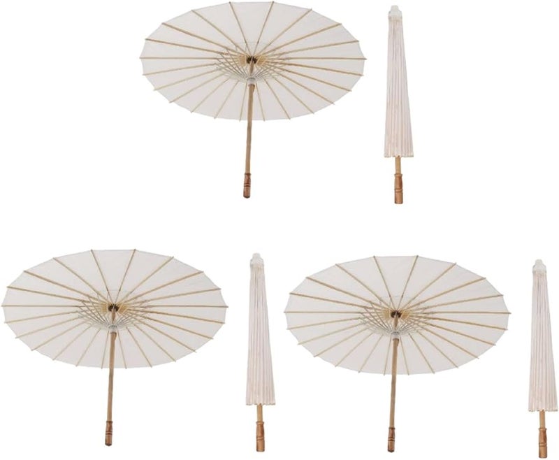 مظلة ورق زيتي يدوية الصنع 3 قطع بيضاء فارغة زخرفية مظلة صينية يابانية نموذج Jwthee39ctw6ifug 11 - Image 2