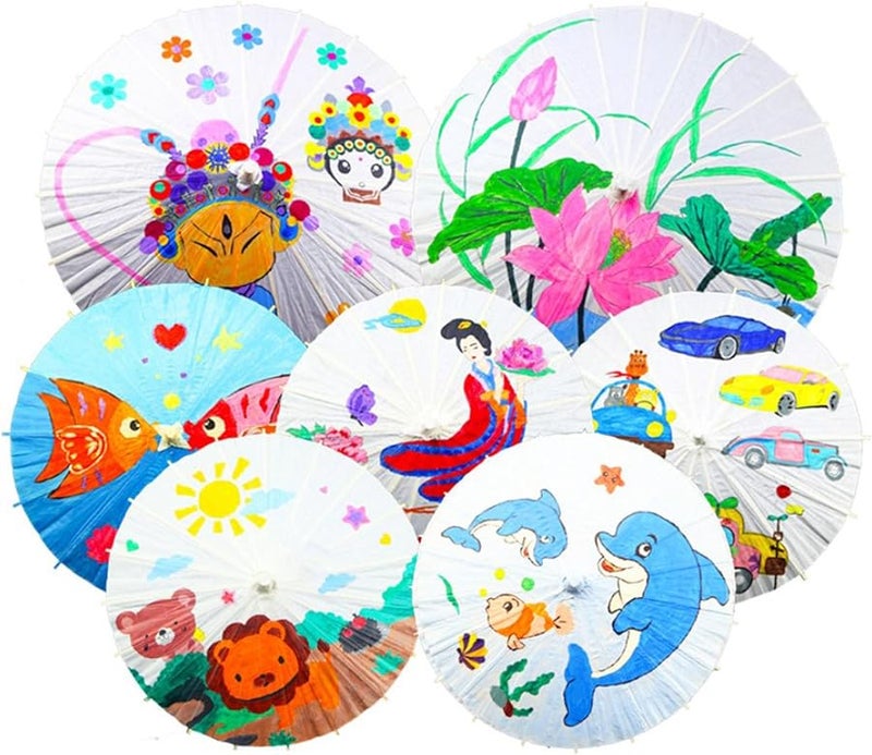 مظلة ورق زيتي يدوية الصنع 3 قطع بيضاء فارغة زخرفية مظلة صينية يابانية نموذج Jwthee39ctw6ifug 11 - Image 5