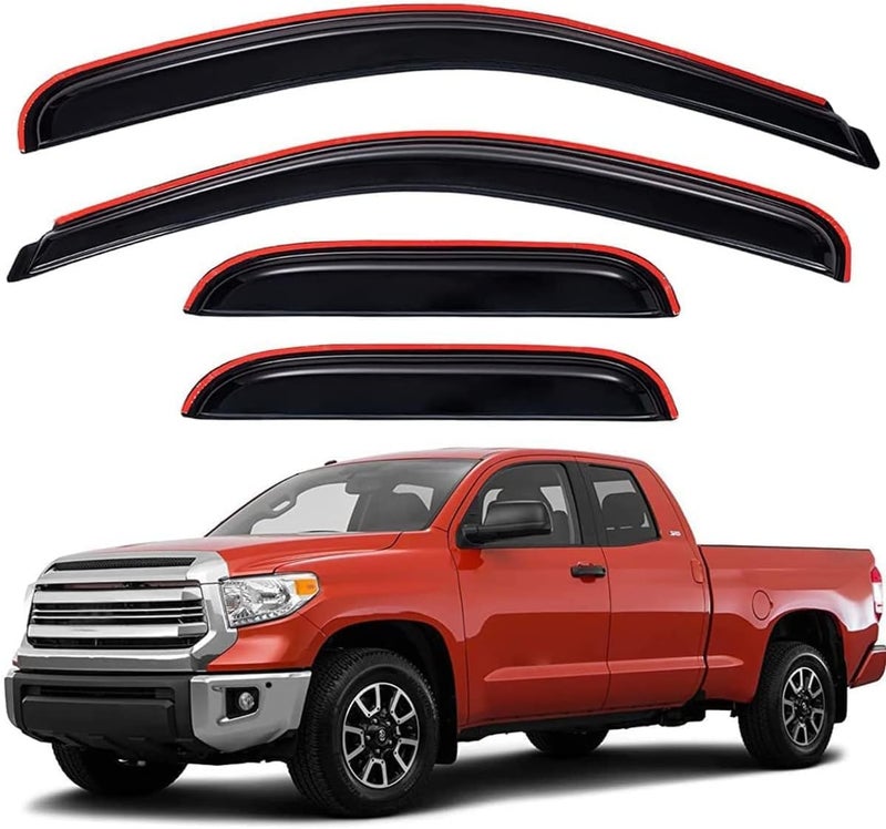 Lightronic WV194761 In-Channel Side Window Visor Deflector Rain Guard Set for 2007-2021 Toyota Tundra Double Cab - Image 1