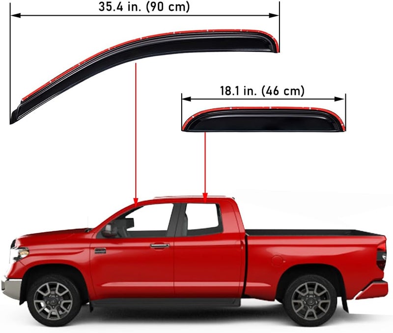 Lightronic WV194761 In-Channel Side Window Visor Deflector Rain Guard Set for 2007-2021 Toyota Tundra Double Cab - Image 3