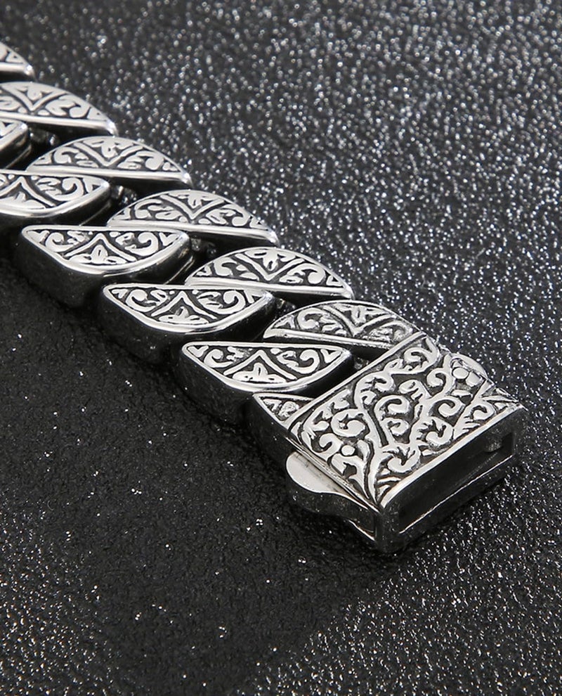 Silverso Italian Real Men Heavy S925 Sterling Silver Bracelets, Unique Luxury Vintage Style Men's Silver Bracelet, Chunk Chain Bracelets Nice Gift for My Man, Son, Boyfriend, Dad (Grapevine, 8.6") - Image 4